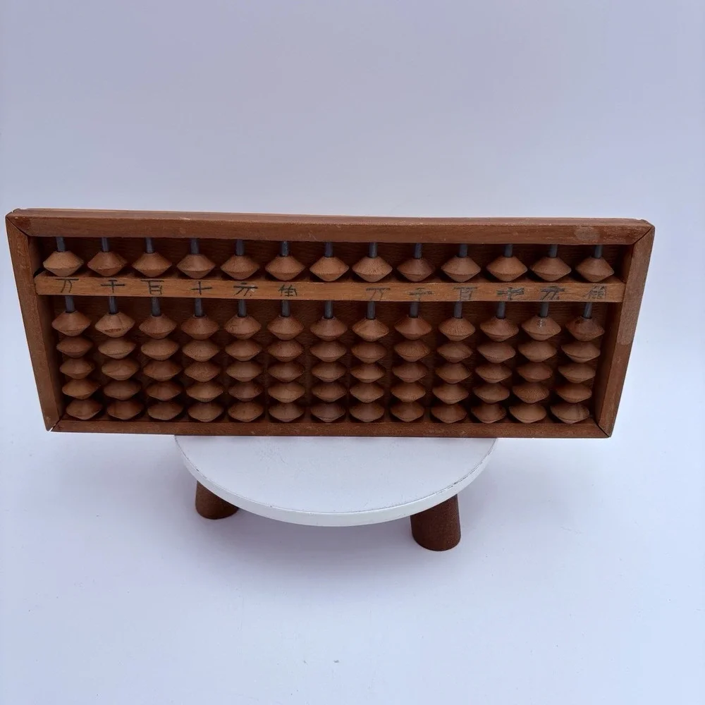 Vintage Japanese Soroban Abacus Carved Wood 15 Rows 90 Beads 1/6‎ Combo Math